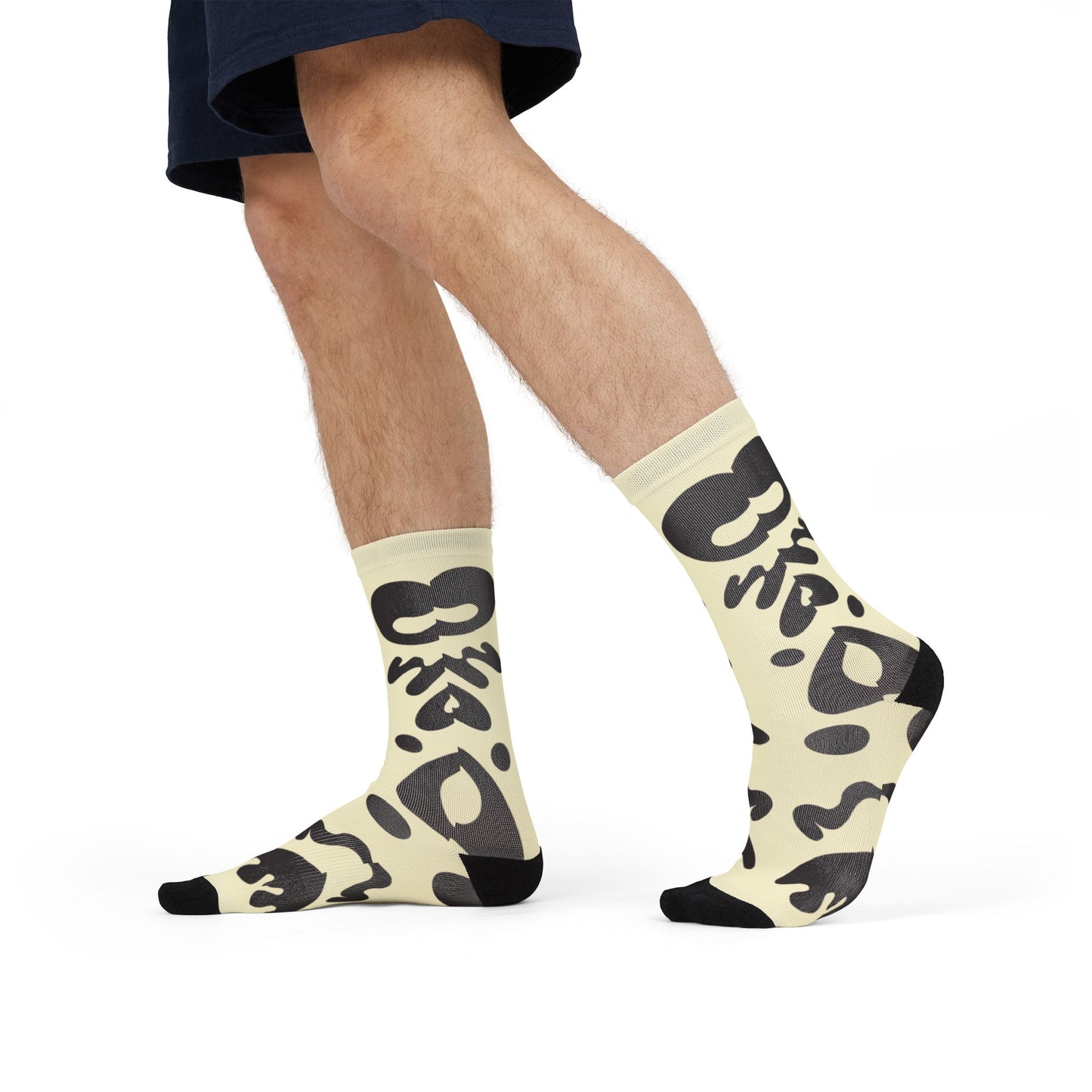 Mirror Work Color Crew Socks - Blank Page White