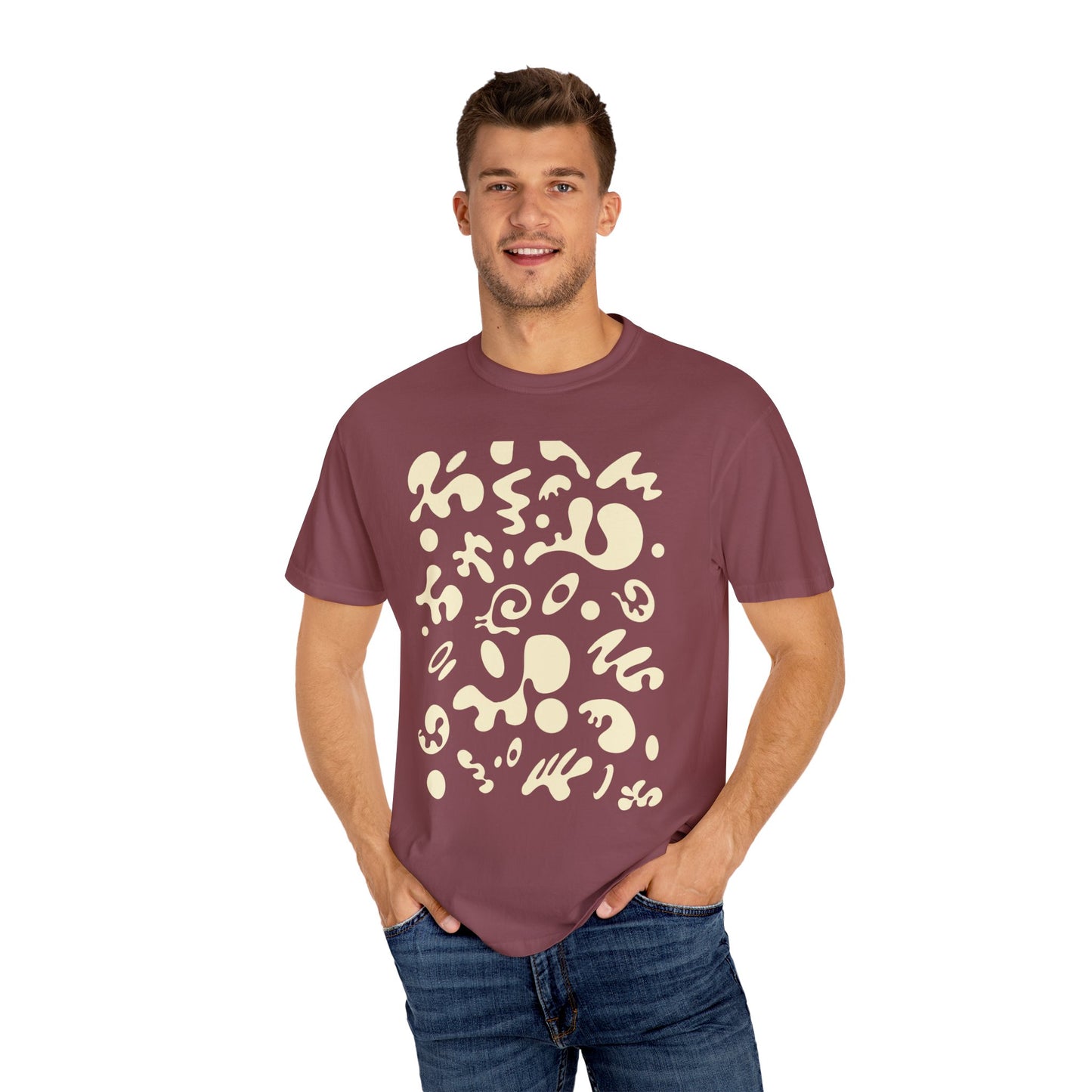 Pure Imagination Unisex Garment Dyed T-Shirt (Warm Neutrals) - Blank Page White Print