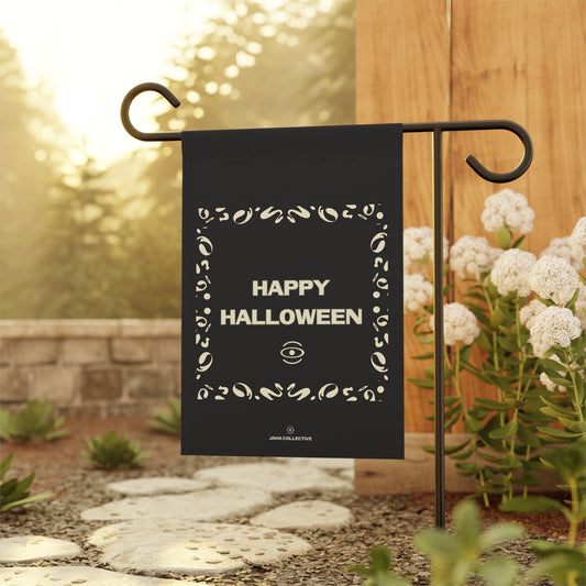 Happy Halloween Garden & House Banner - Smoke Signal Black