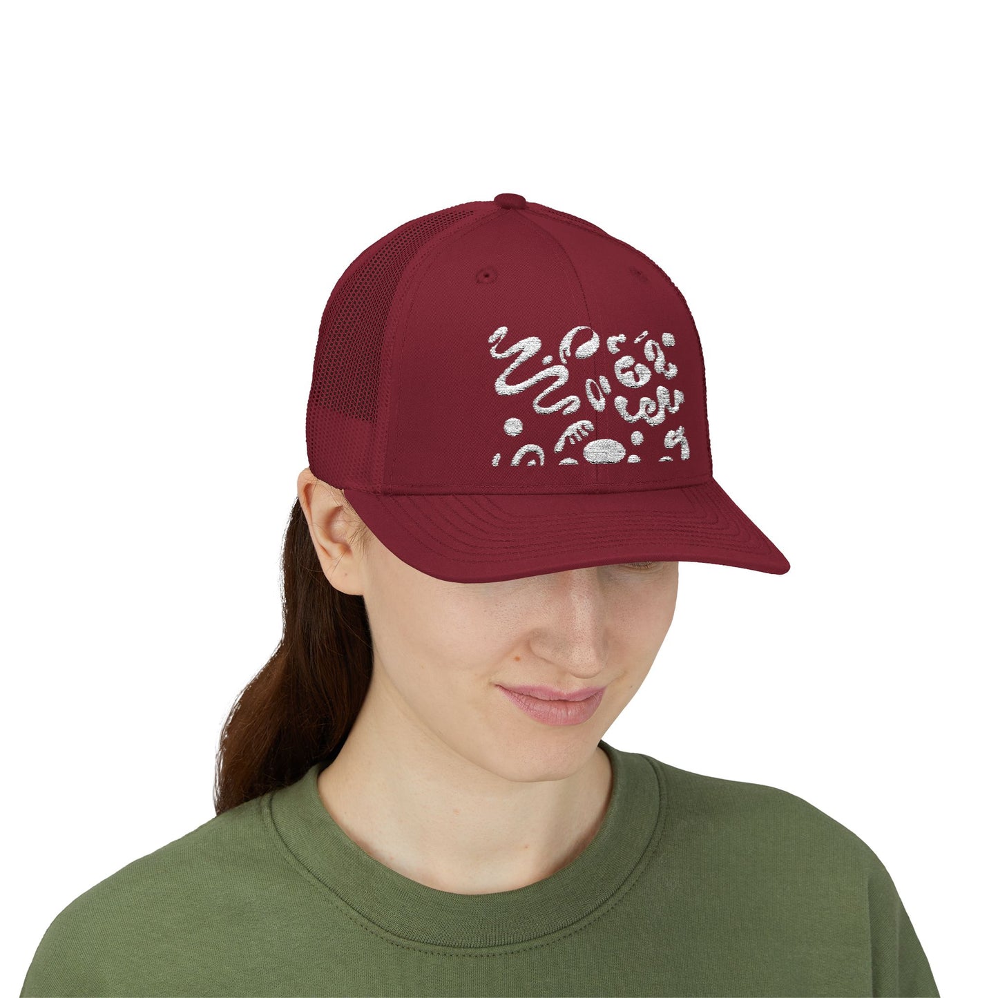 Pure Imagination Embroidered Retro Trucker Hat - Blank Page White