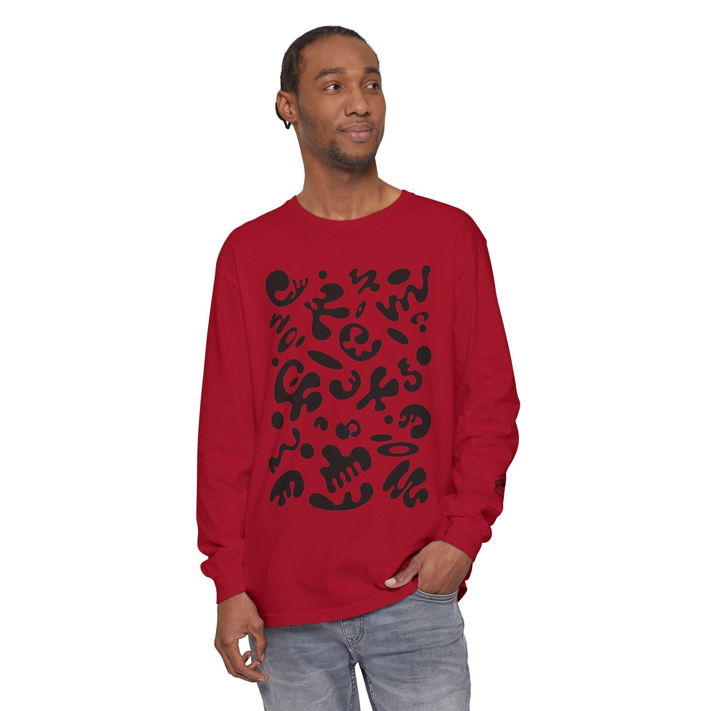 Pure Imagination Unisex Garment Dyed Long Sleeve T-Shirt - Smoke Signal Black Print