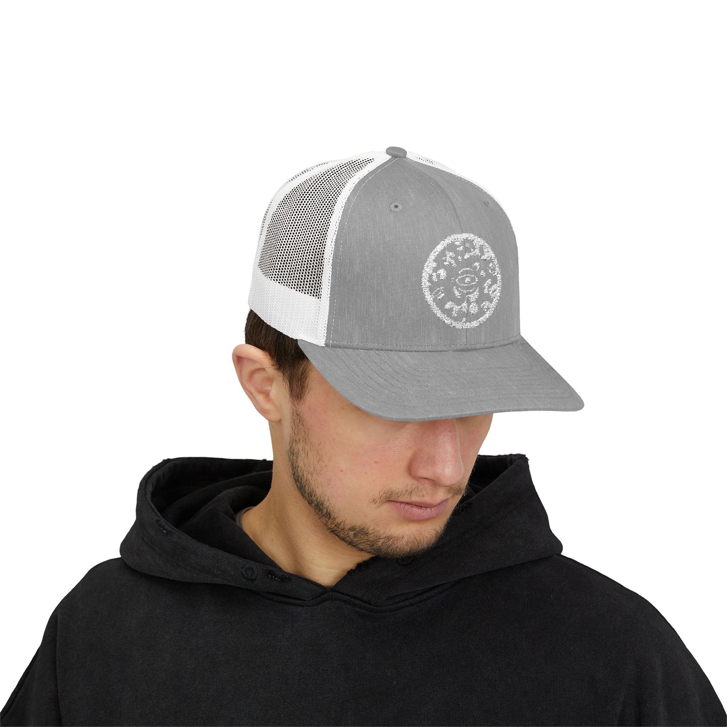 Adorn'd Logo Embroidered Retro Trucker Hat - Starlight White