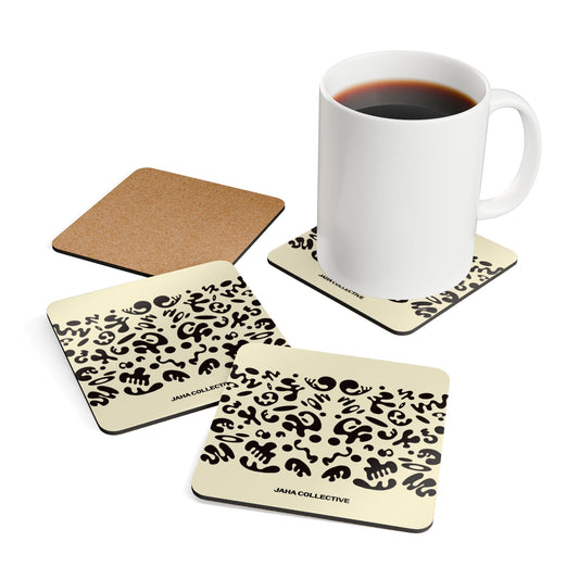 Mirror Work Corkwood Coaster Set (4) - Blank Page White