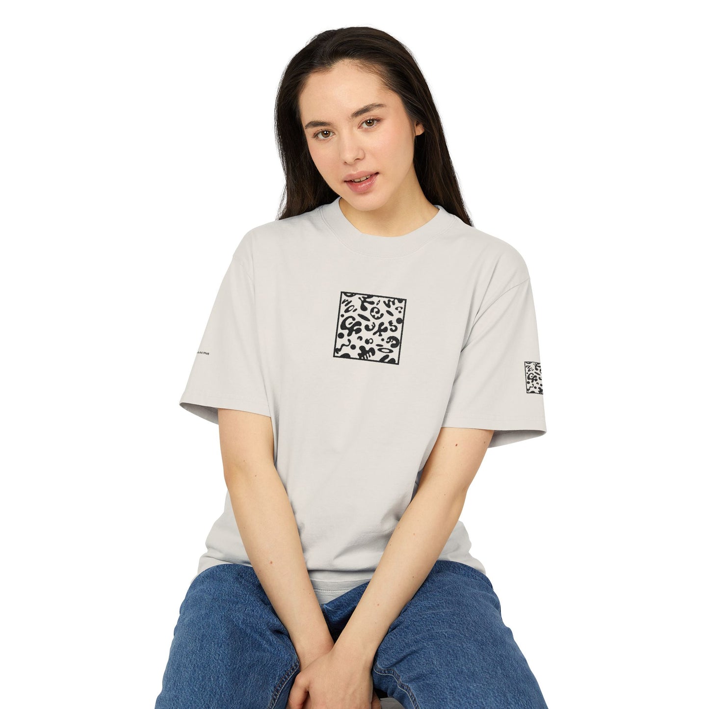 Adorn'd Minimalist Embroidered Unisex Heavy Faded Tee - Smoke Signal Black