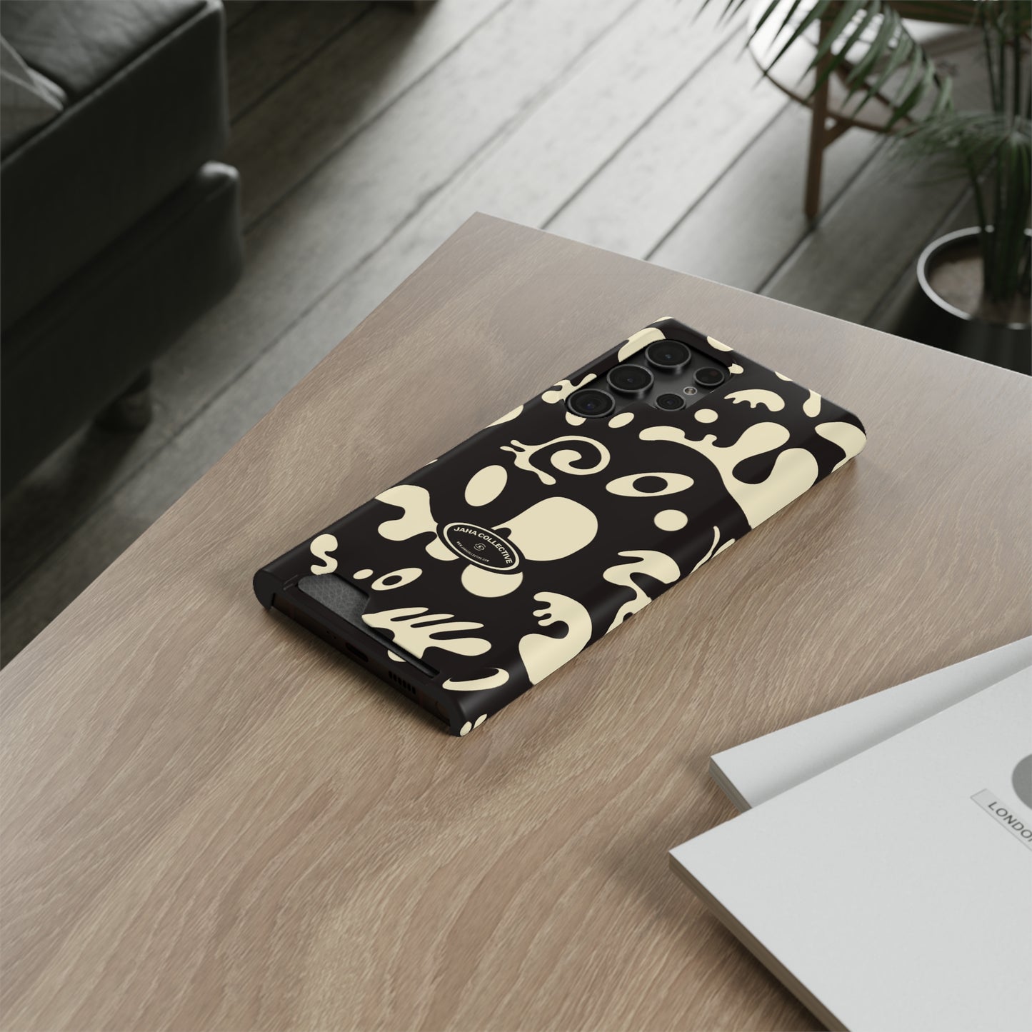 Pure Imagination Phone Case w Card Holder - Smoke Signal Black