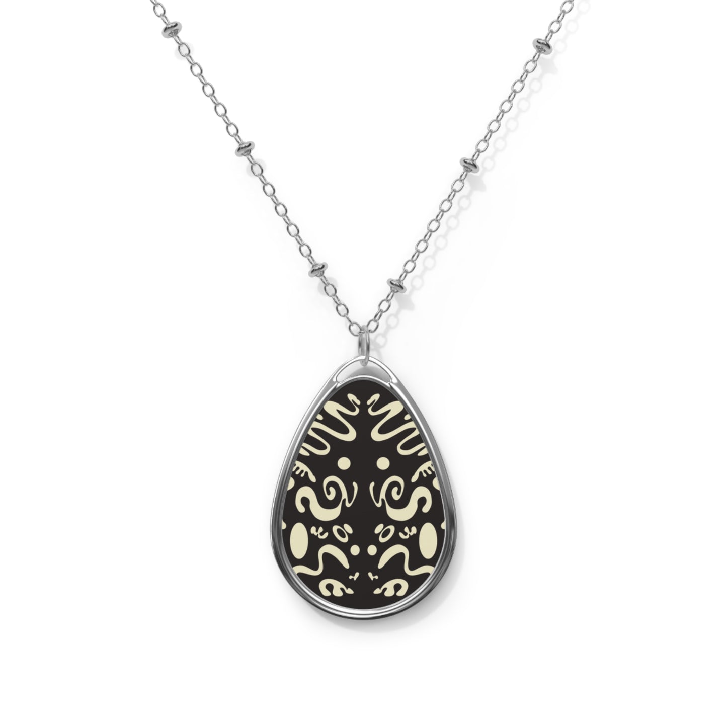 Mirror Work Color Oval Necklace - Smoke Signal