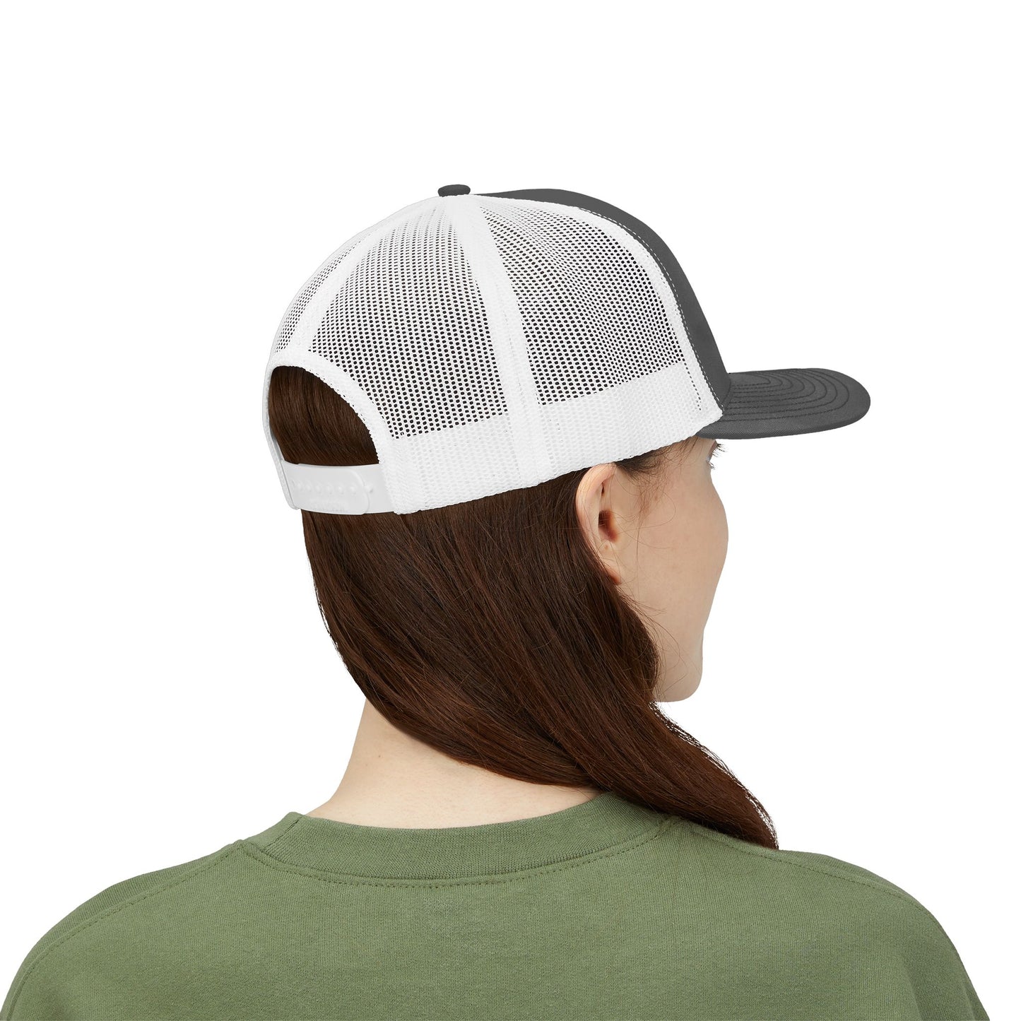 Adorn'd Square Embroidered Retro Trucker Hat - Starlight White