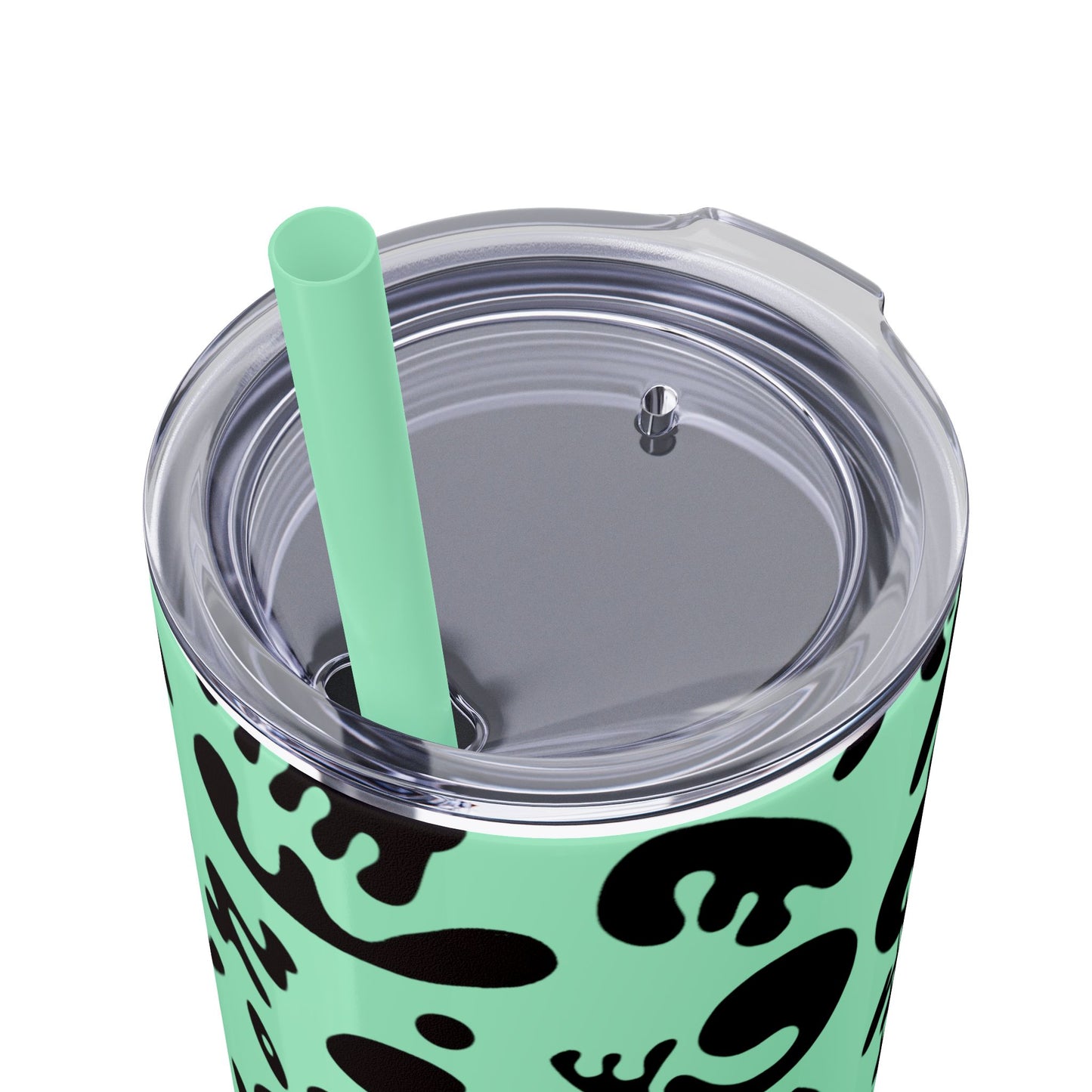 Mirror Work Skinny Color Tumbler w Straw - Smoke Signal Black Print