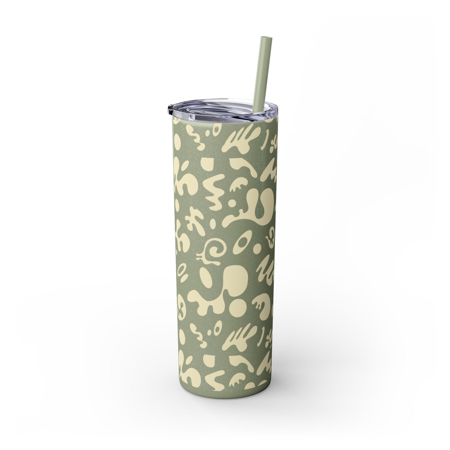 Mirror Work Skinny Color Tumbler w Straw - Blank Page White Print