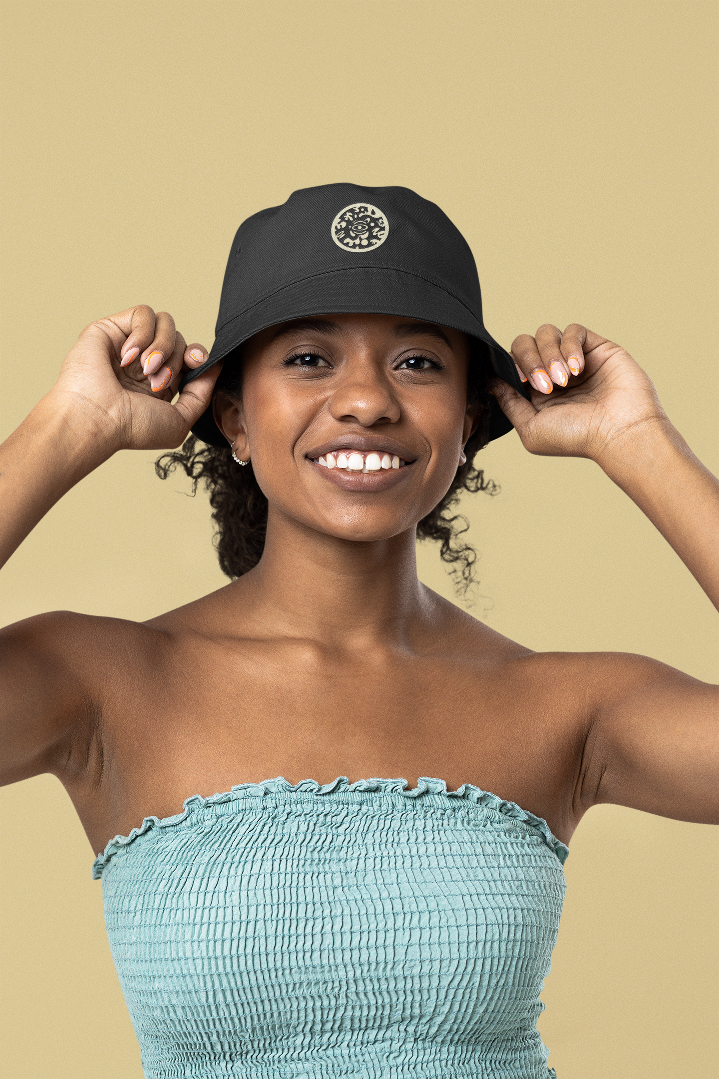 Adorn'd Logo Embroidered Bucket Hat - Starlight White