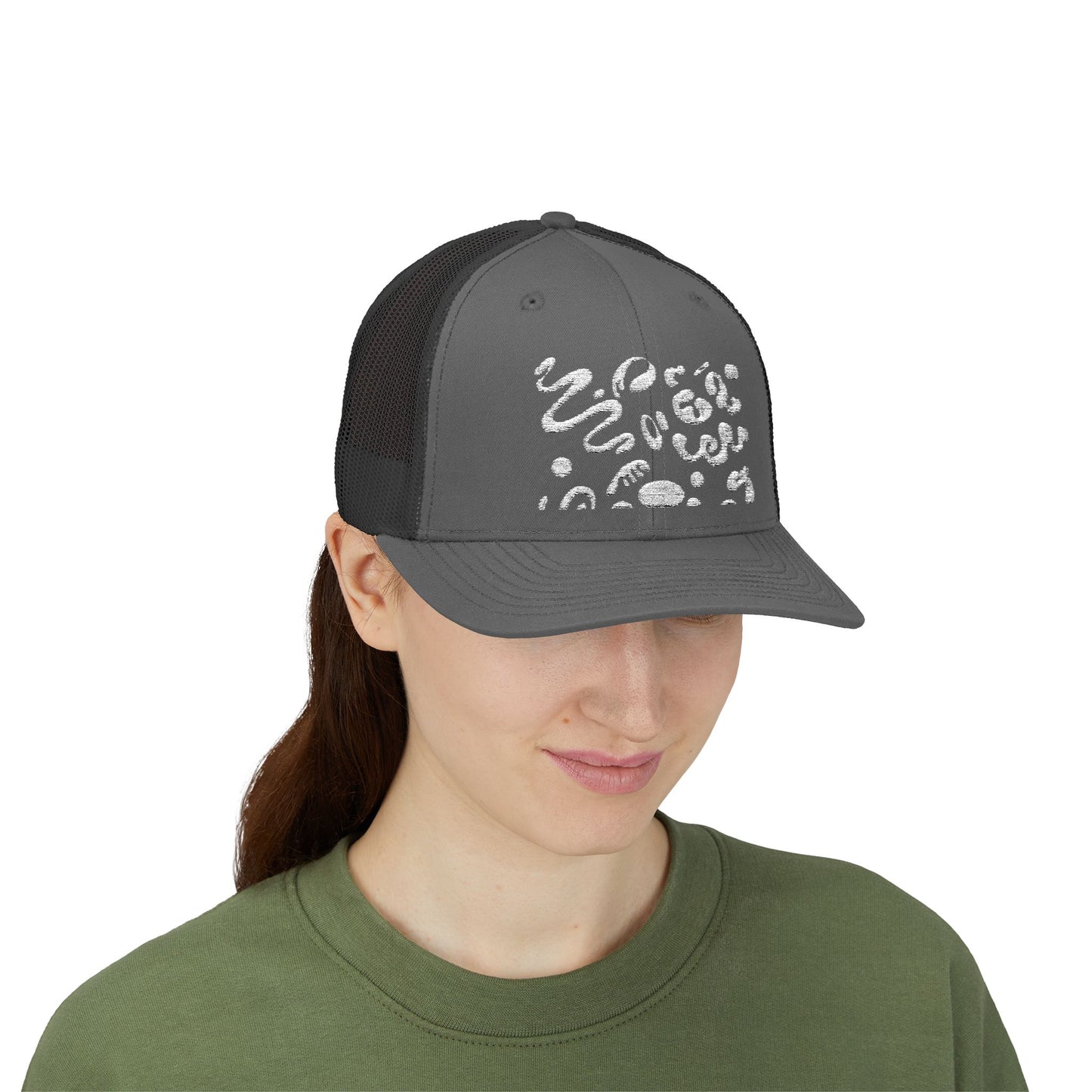 Pure Imagination Embroidered Retro Trucker Hat - Blank Page White