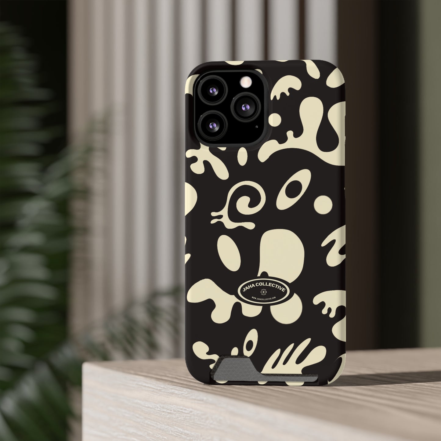 Pure Imagination Phone Case w Card Holder - Smoke Signal Black