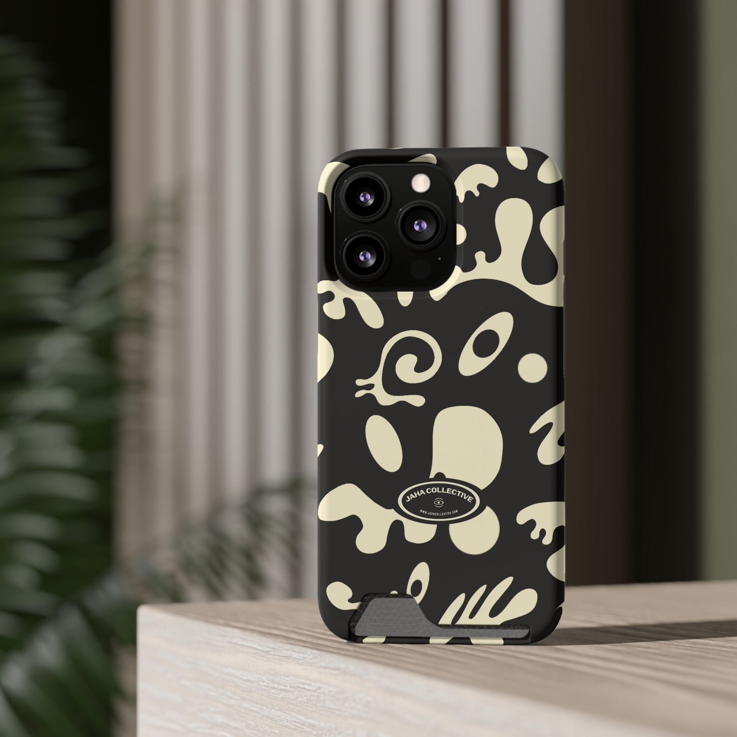 Pure Imagination Phone Case w Card Holder - Smoke Signal Black
