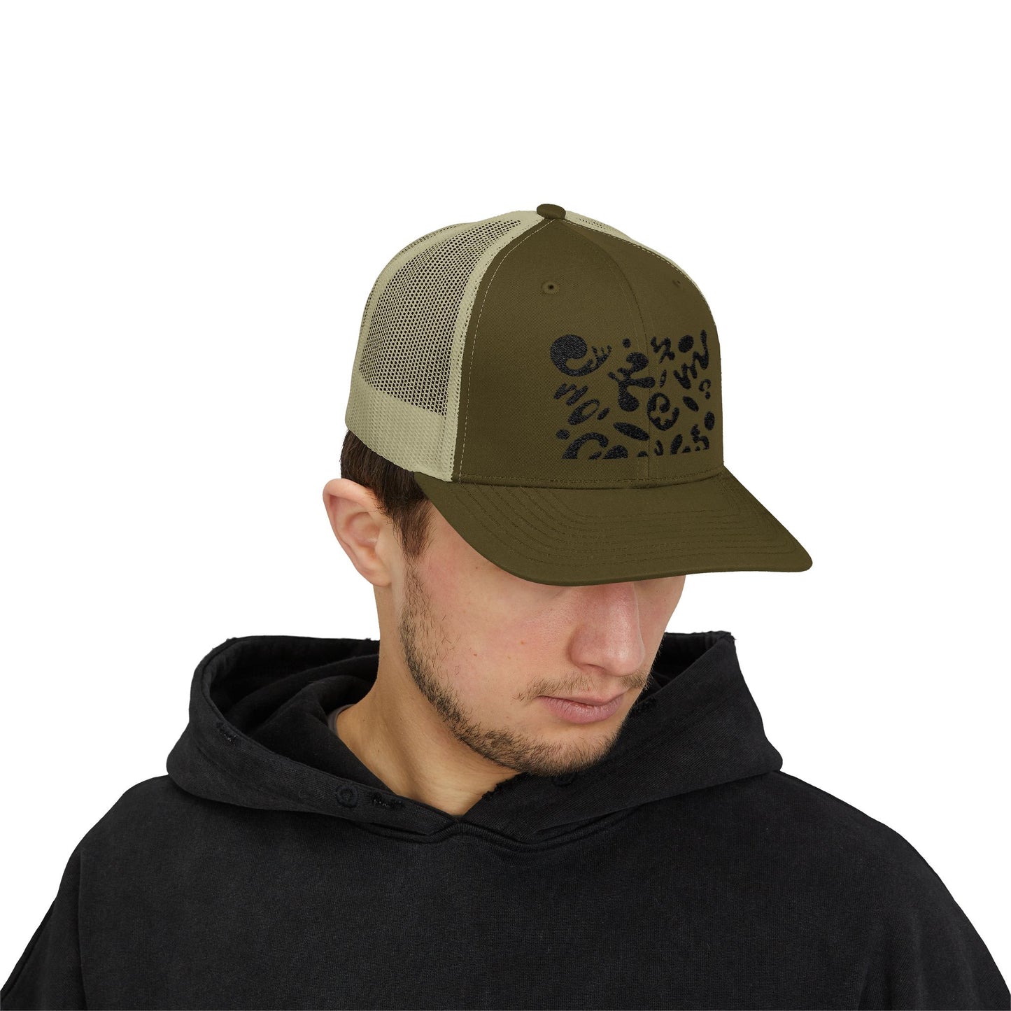 Pure Imagination Embroidered Retro Trucker Hat - Smoke Signal Black