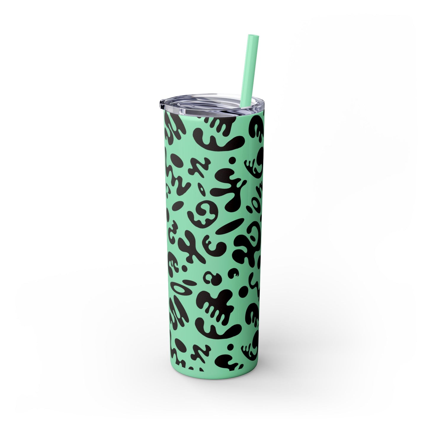 Mirror Work Skinny Color Tumbler w Straw - Smoke Signal Black Print