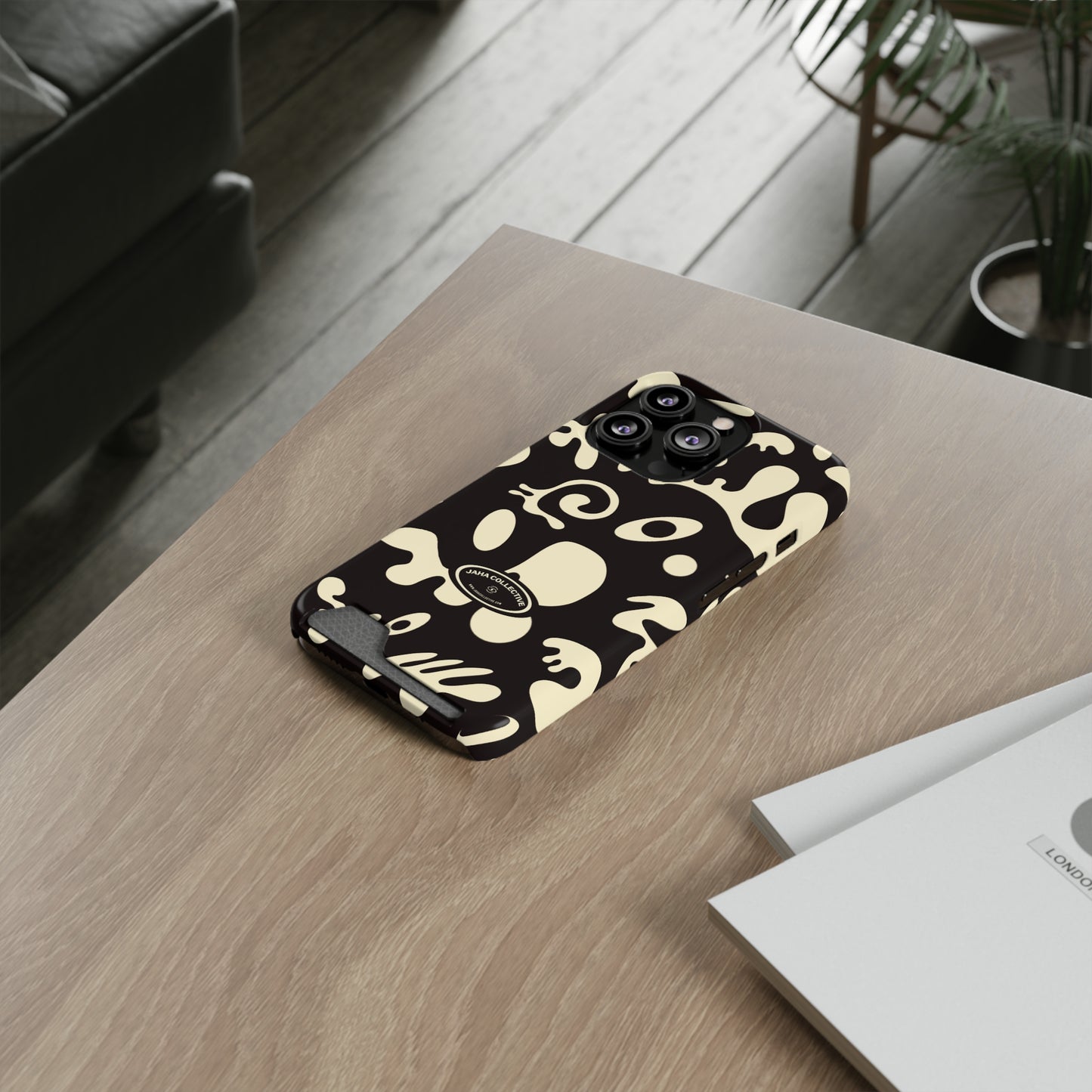 Pure Imagination Phone Case w Card Holder - Smoke Signal Black