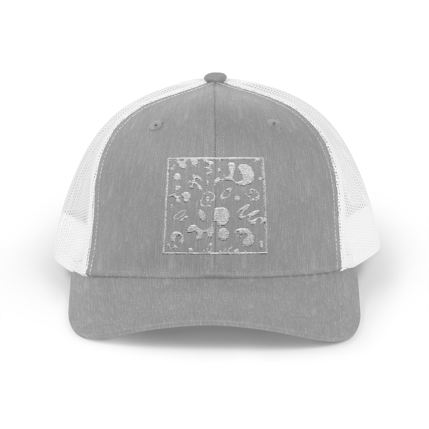 Adorn'd Square Embroidered Retro Trucker Hat - Starlight White