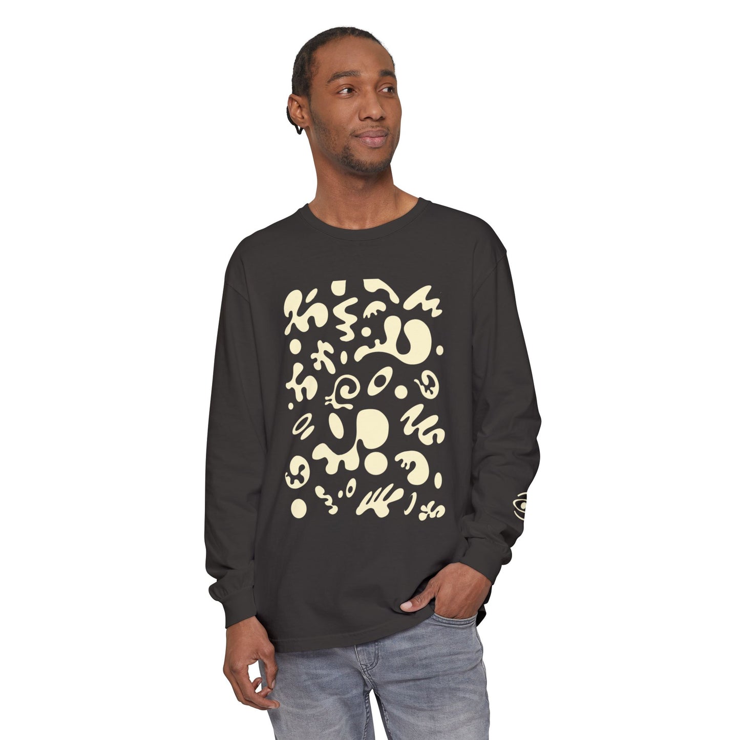 Pure Imagination Unisex Garment-Dyed Long Sleeve T-Shirt - Blank Page White Print