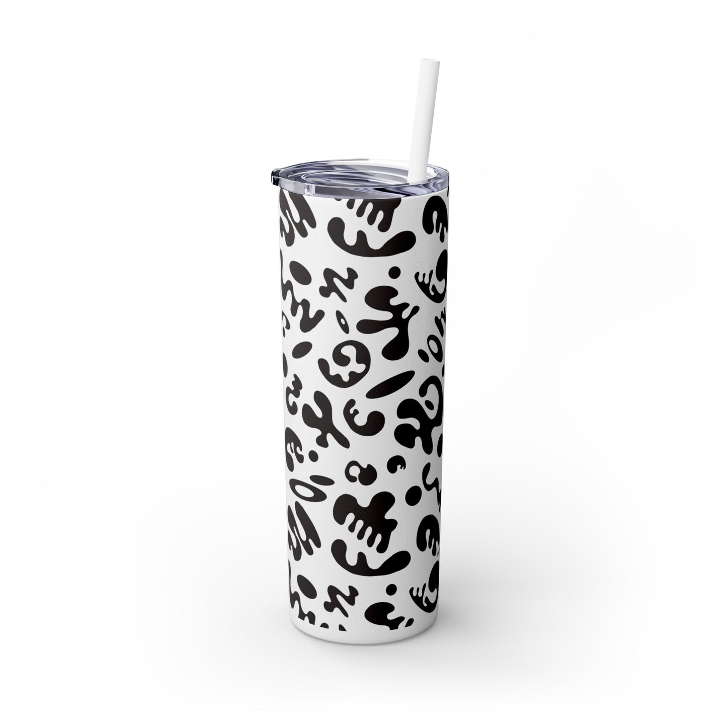 Mirror Work Skinny Color Tumbler w Straw - Smoke Signal Black Print