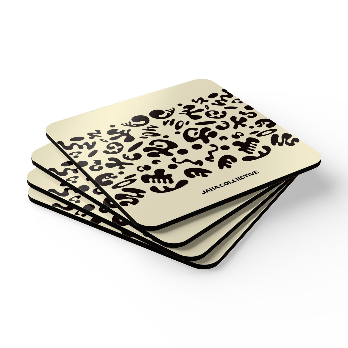 Mirror Work Corkwood Coaster Set (4) - Blank Page White