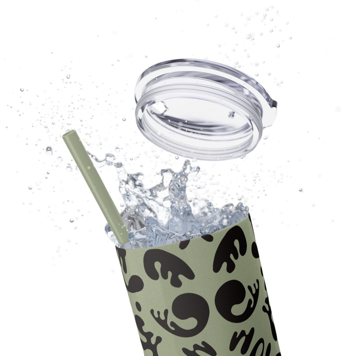 Mirror Work Skinny Color Tumbler w Straw - Smoke Signal Black Print