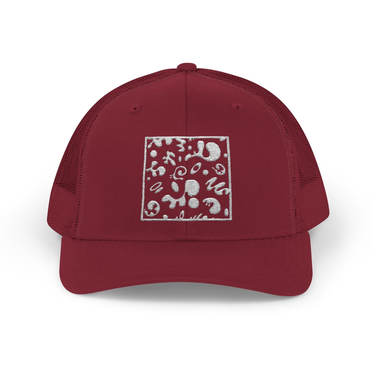 Adorn'd Square Embroidered Retro Trucker Hat - Starlight White