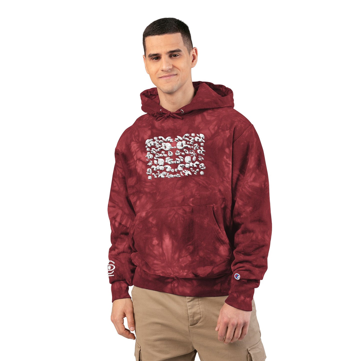 Mirror Work Embroidered Unisex Champion Tie-Dye Hoodie