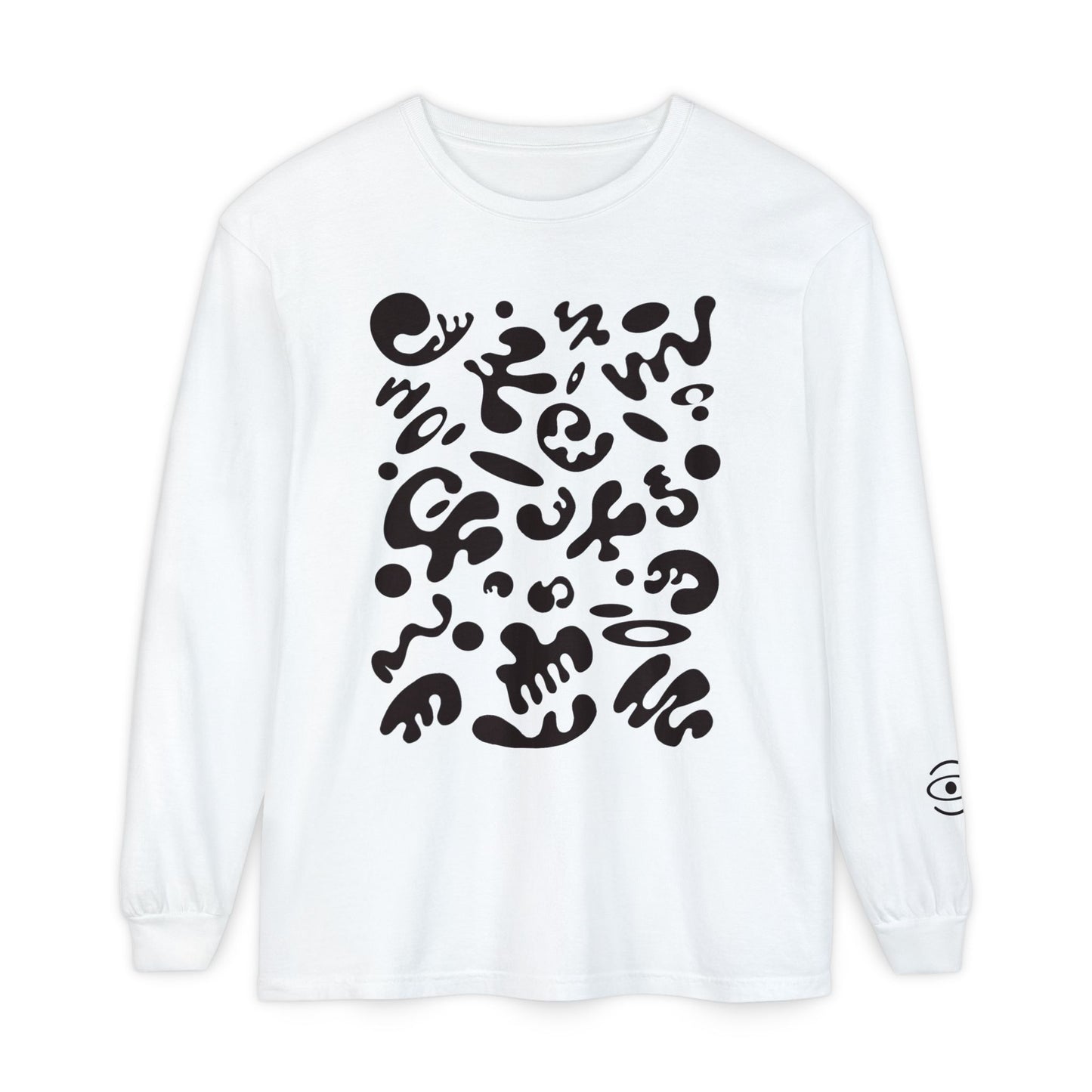 Pure Imagination Unisex Garment Dyed Long Sleeve T-Shirt - Smoke Signal Black Print