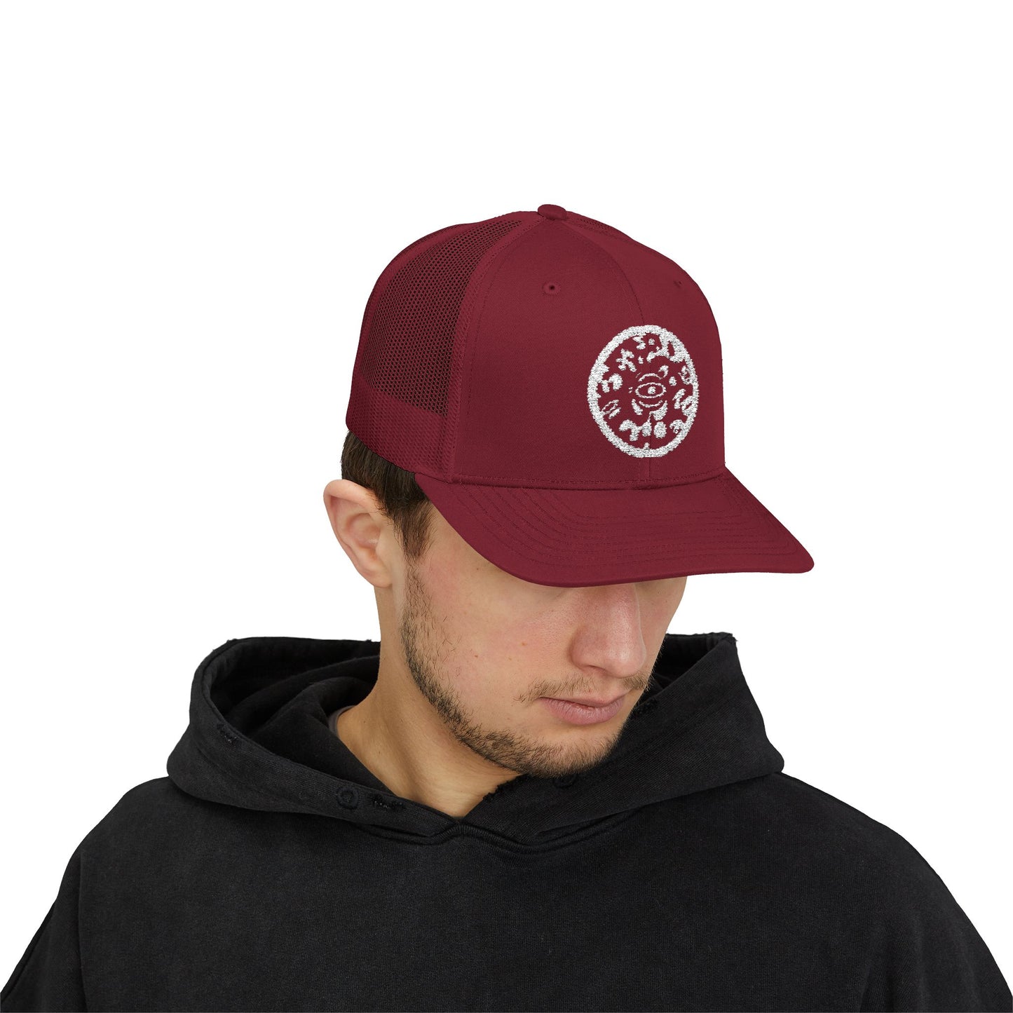 Adorn'd Logo Embroidered Retro Trucker Hat - Starlight White