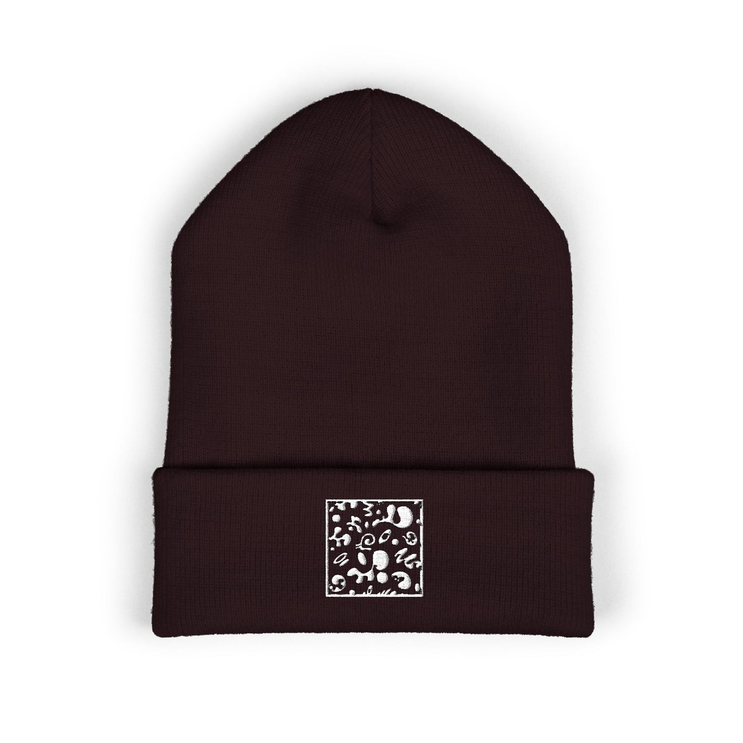 Adorn'd Square Embroidered Classic Cuffed Beanie - Starlight White