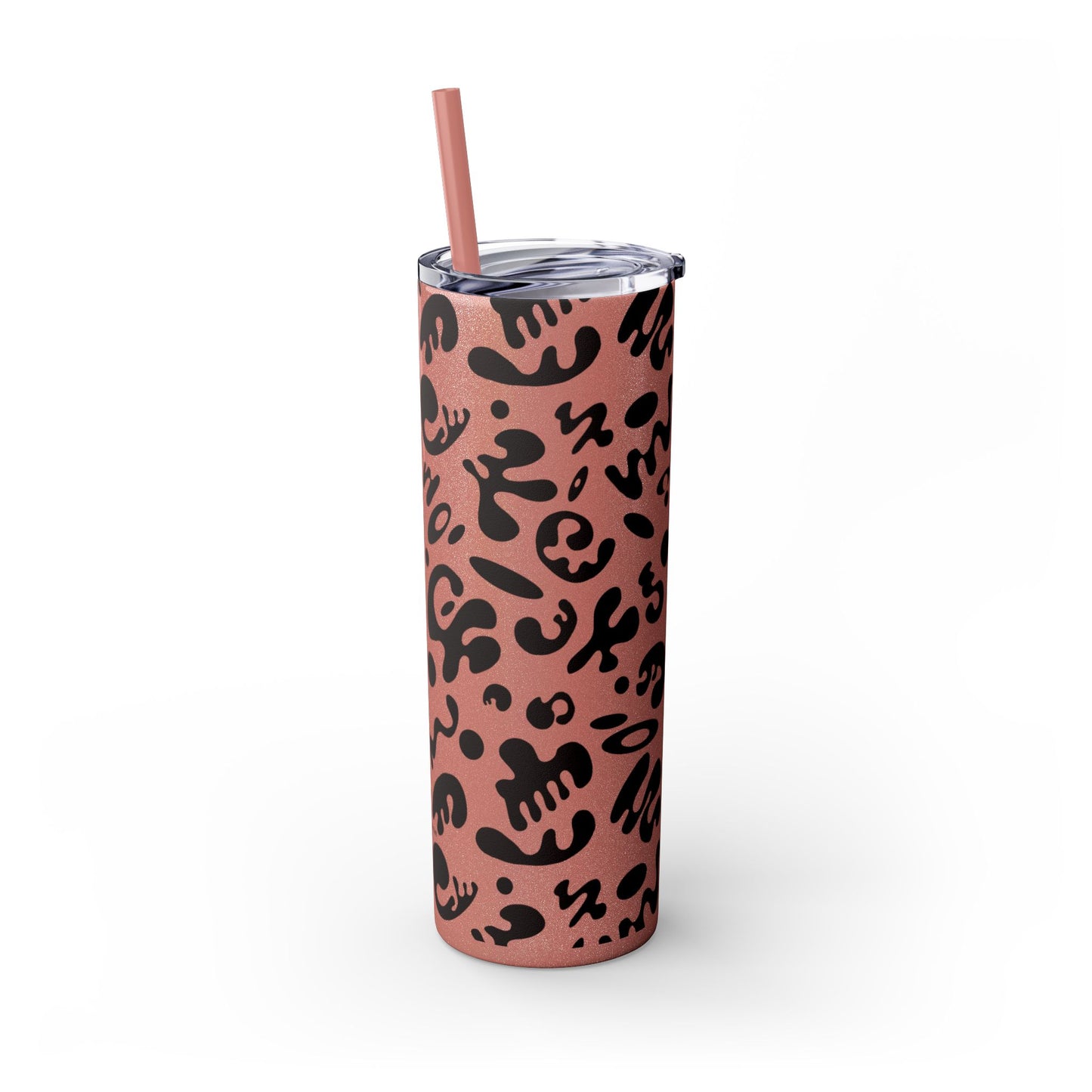 Mirror Work Skinny Color Tumbler w Straw - Smoke Signal Black Print
