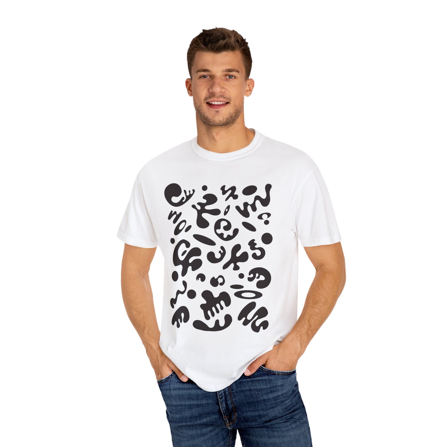 Pure Imagination Unisex Garment-Dyed T-Shirt (Cool Neutrals) - Smoke Signal Black Print
