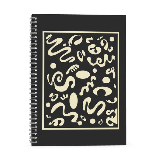 Deep Dream Luxe Designer Spiral Notebook (Plain or Ruled Line) - Smoke Signal Black