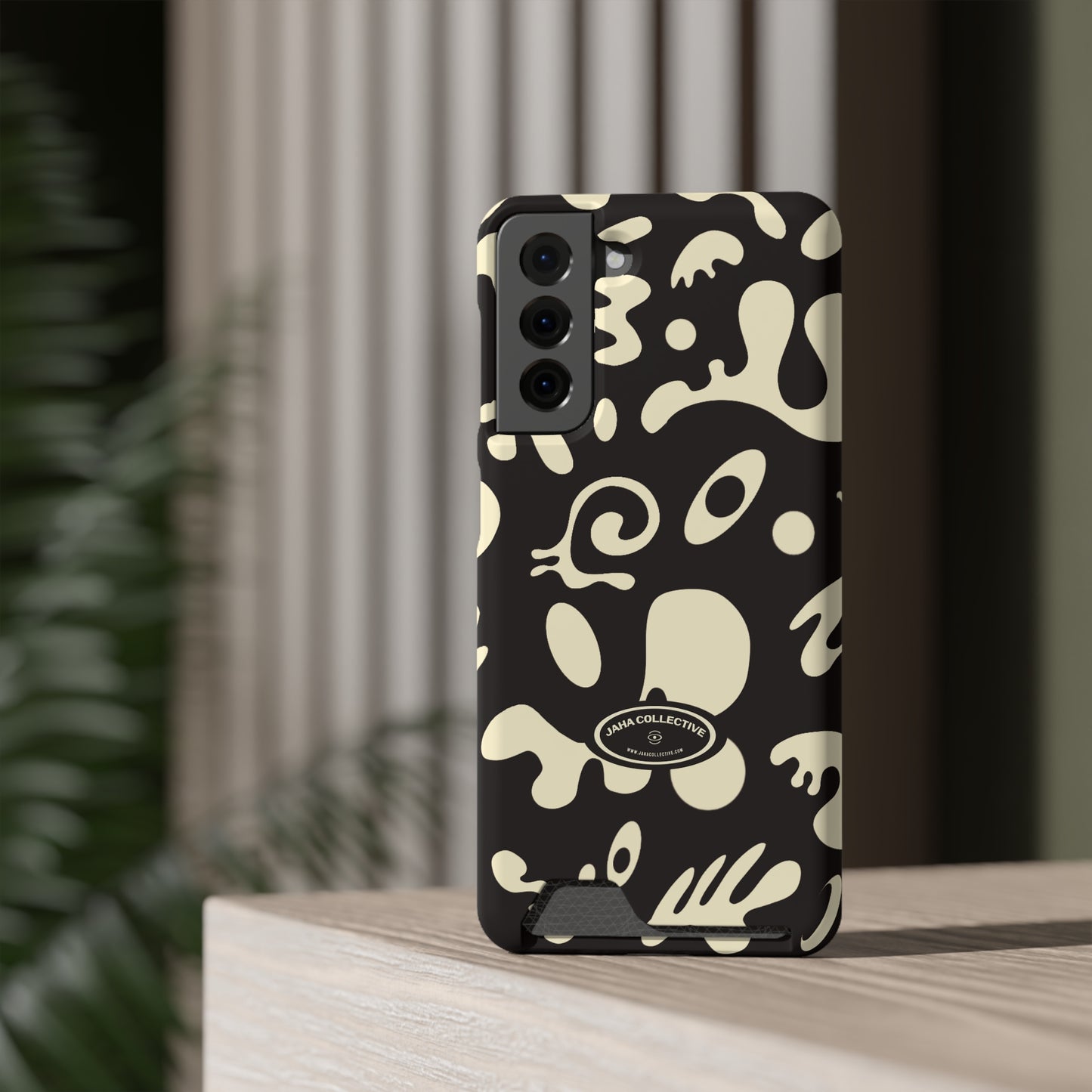 Pure Imagination Phone Case w Card Holder - Smoke Signal Black
