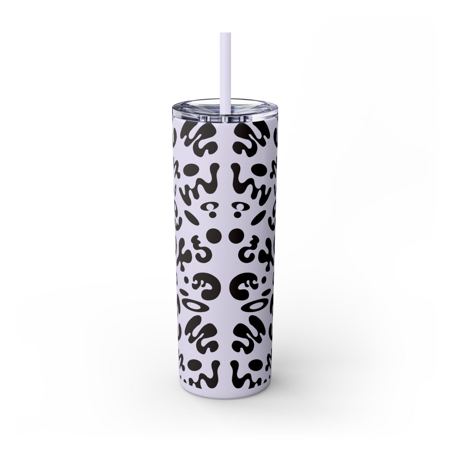 Mirror Work Skinny Color Tumbler w Straw - Smoke Signal Black Print