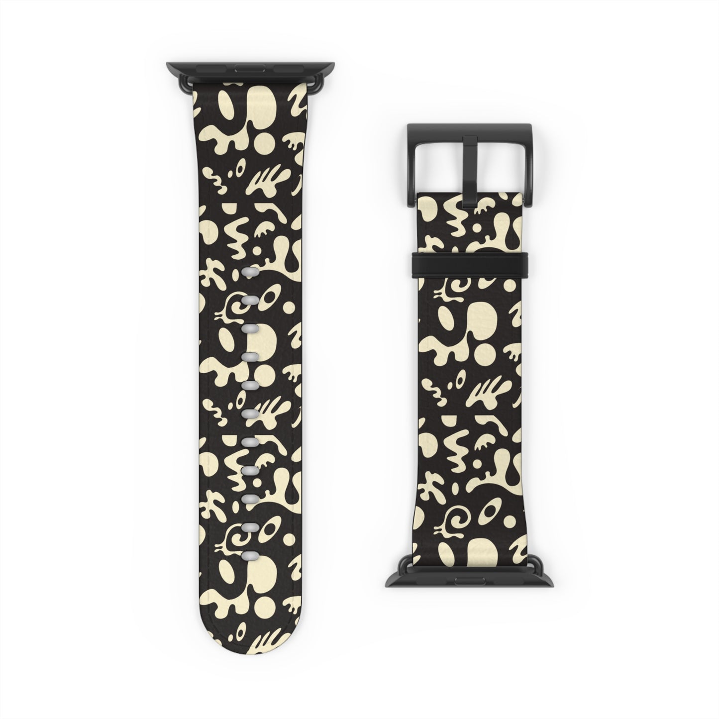 Adorn'd Faux Leather Apple Watch Band - Smoke Signal Black