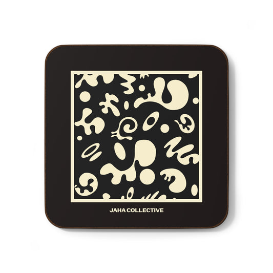 Adorn'd Minimalist Square Hardboard Coaster - Smoke Signal Black
