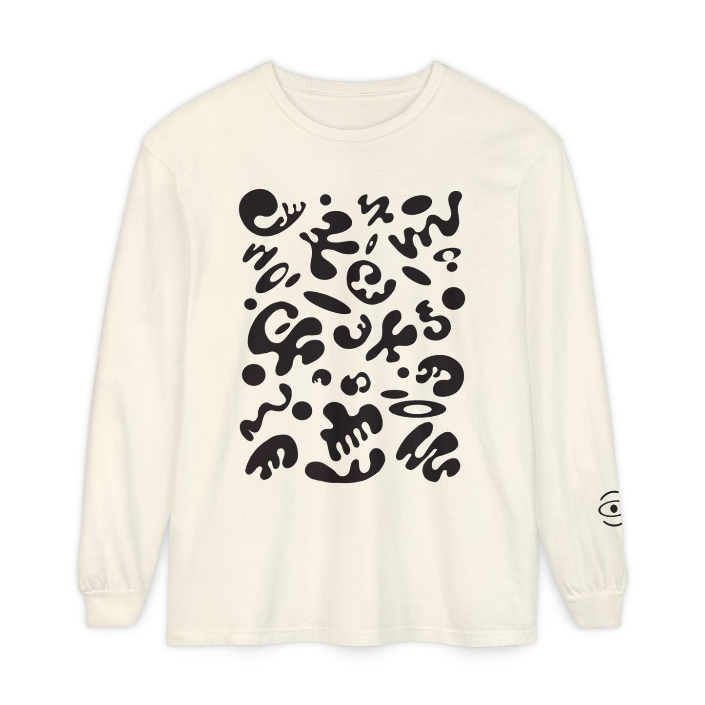 Pure Imagination Unisex Garment Dyed Long Sleeve T-Shirt - Smoke Signal Black Print