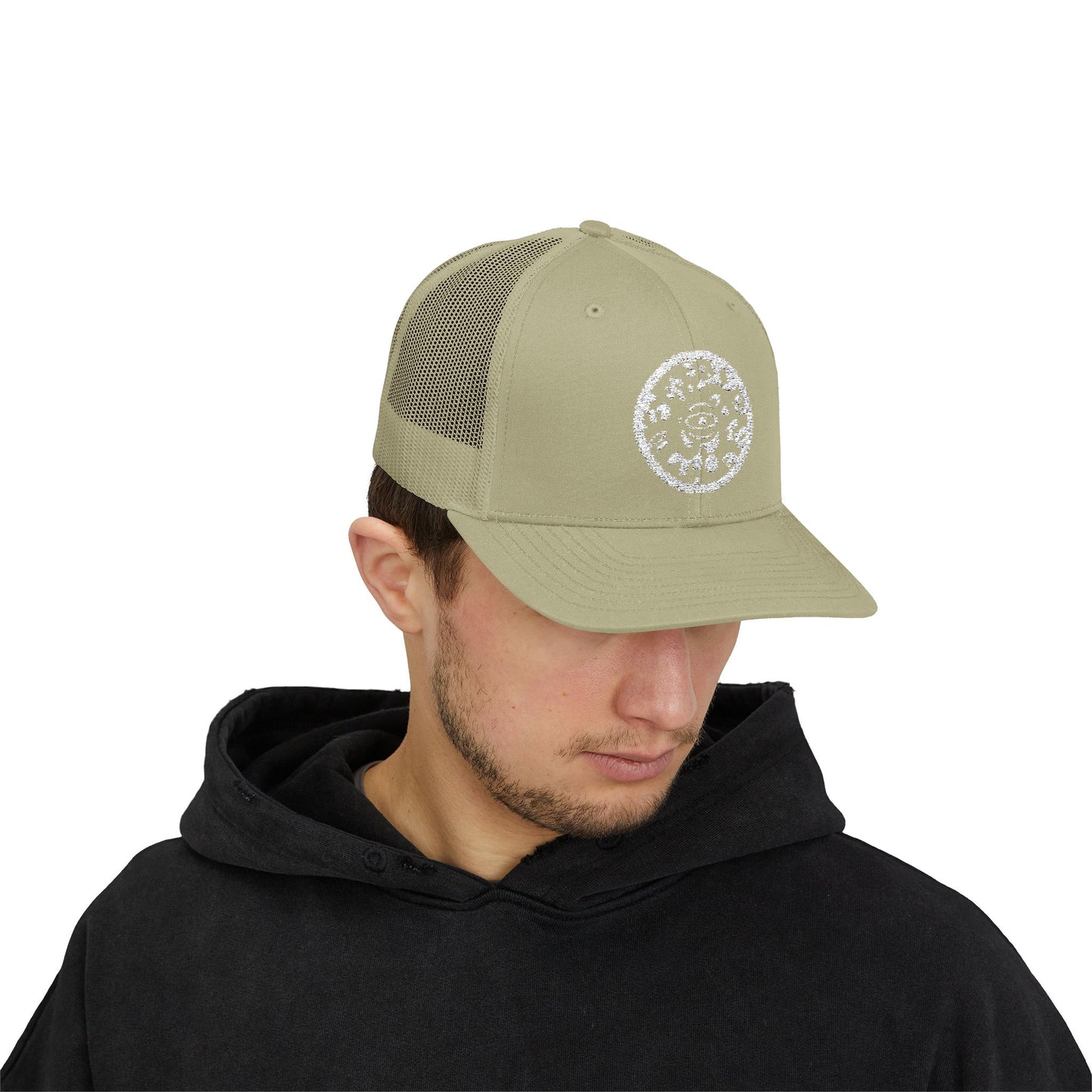 Adorn'd Logo Embroidered Retro Trucker Hat - Starlight White