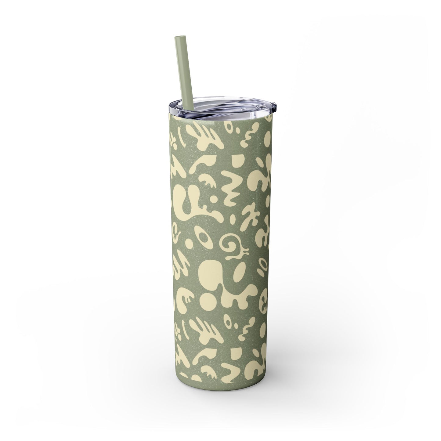 Mirror Work Skinny Color Tumbler w Straw - Blank Page White Print