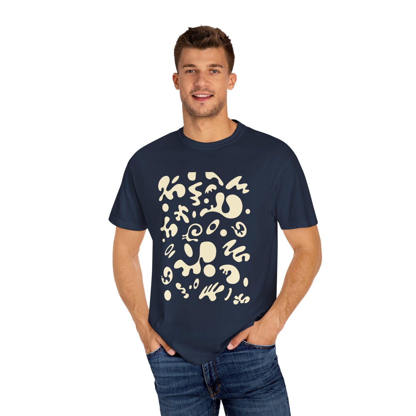 Pure Imagination Unisex Garment-Dyed T-Shirt (Cool Neutrals) - Blank Page White Print