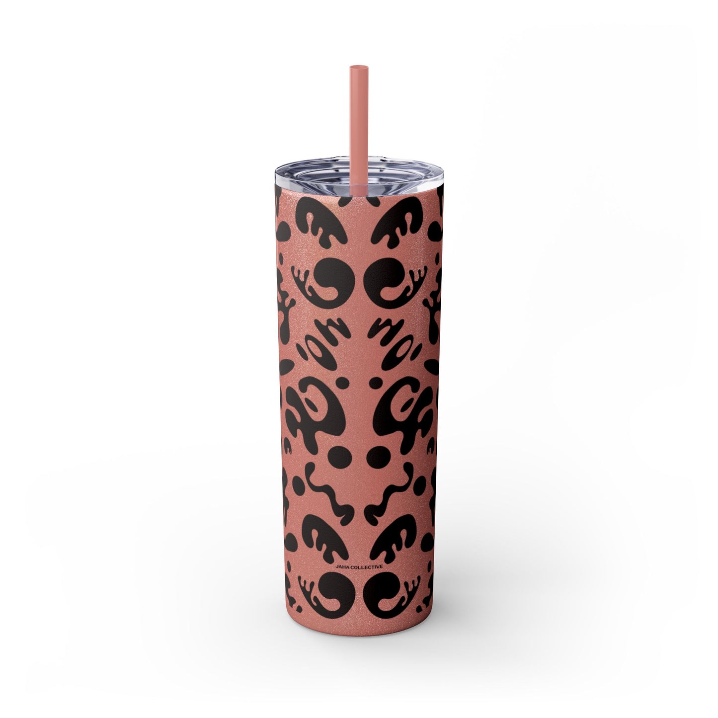 Mirror Work Skinny Color Tumbler w Straw - Smoke Signal Black Print