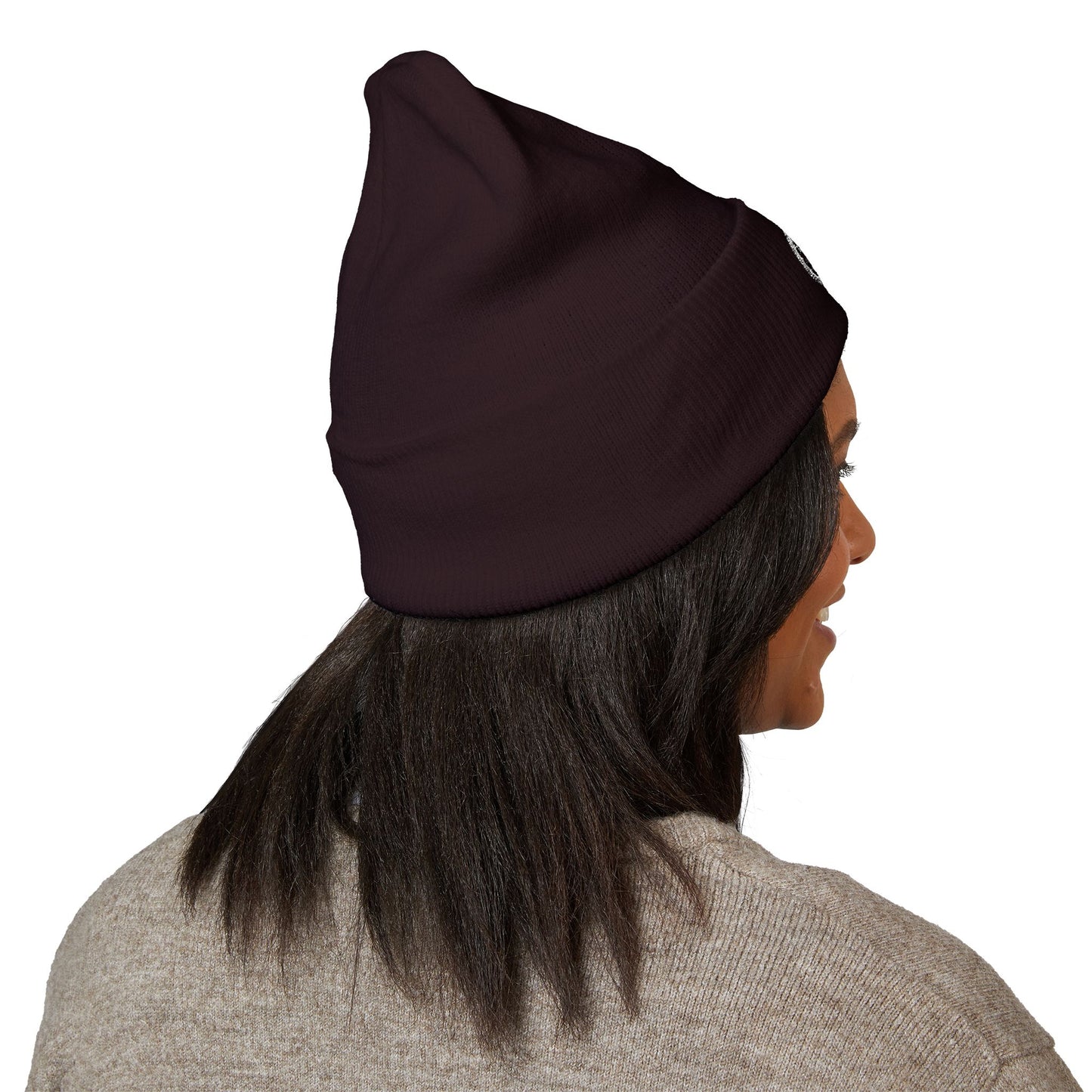 Adorn'd Logo Embroidered Classic Cuffed Beanie - Starlight White