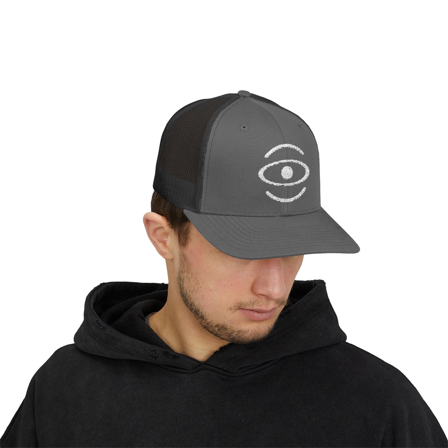 Jaha Logo Embroidered Retro Trucker Hat - Starlight White
