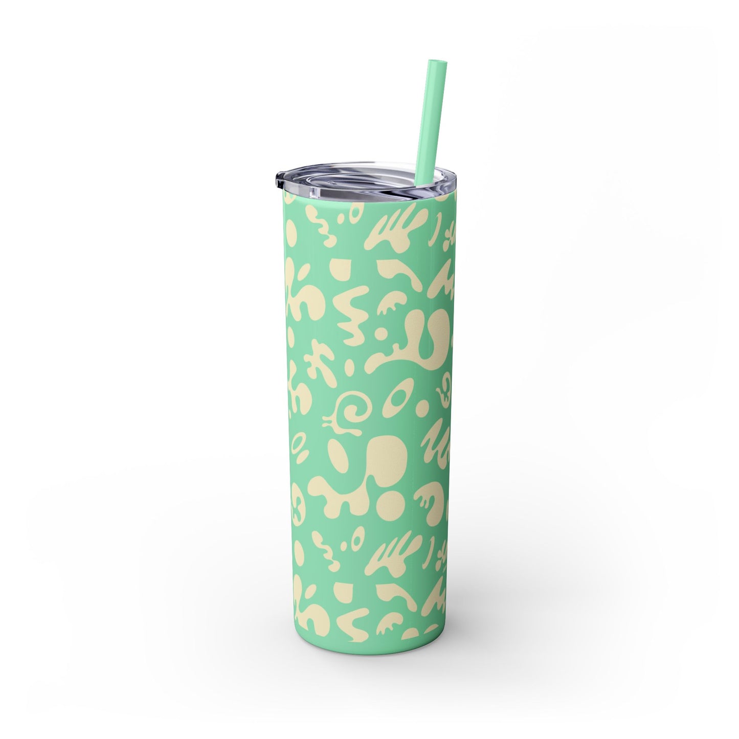 Mirror Work Skinny Color Tumbler w Straw - Blank Page White Print
