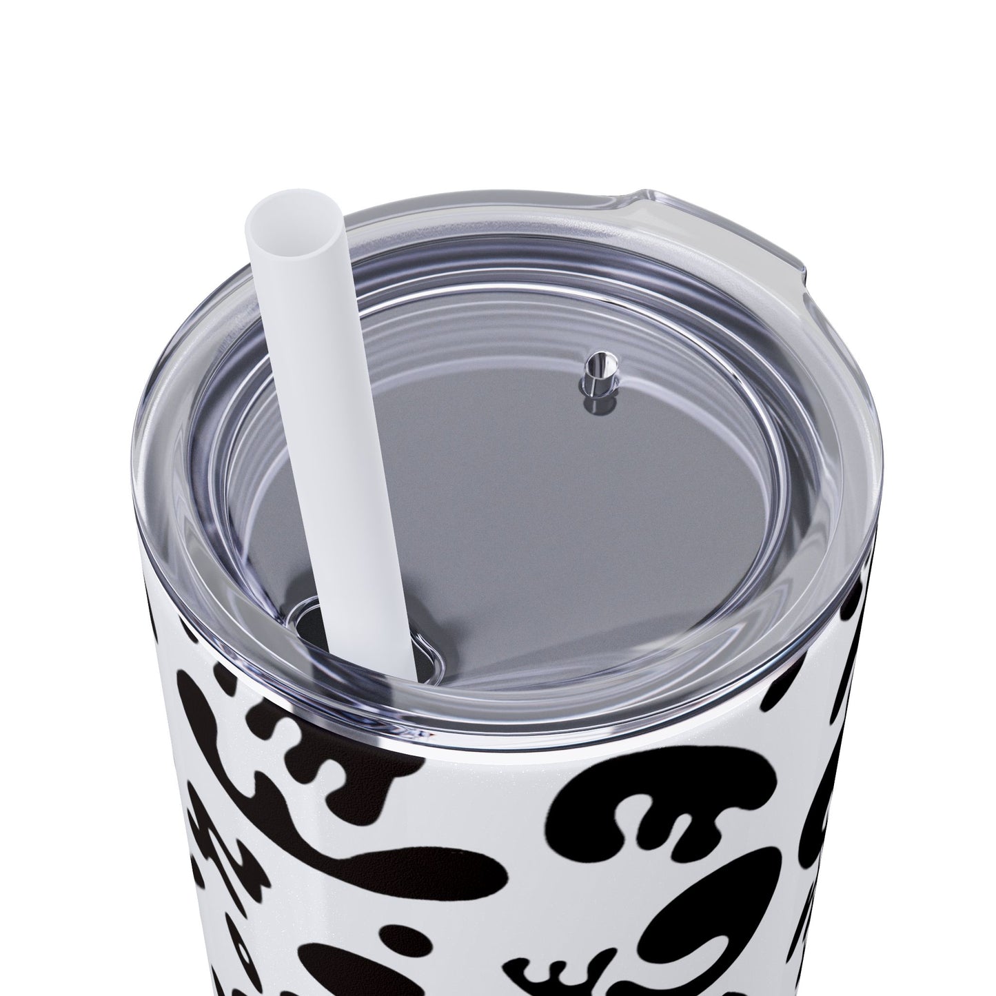 Mirror Work Skinny Color Tumbler w Straw - Smoke Signal Black Print