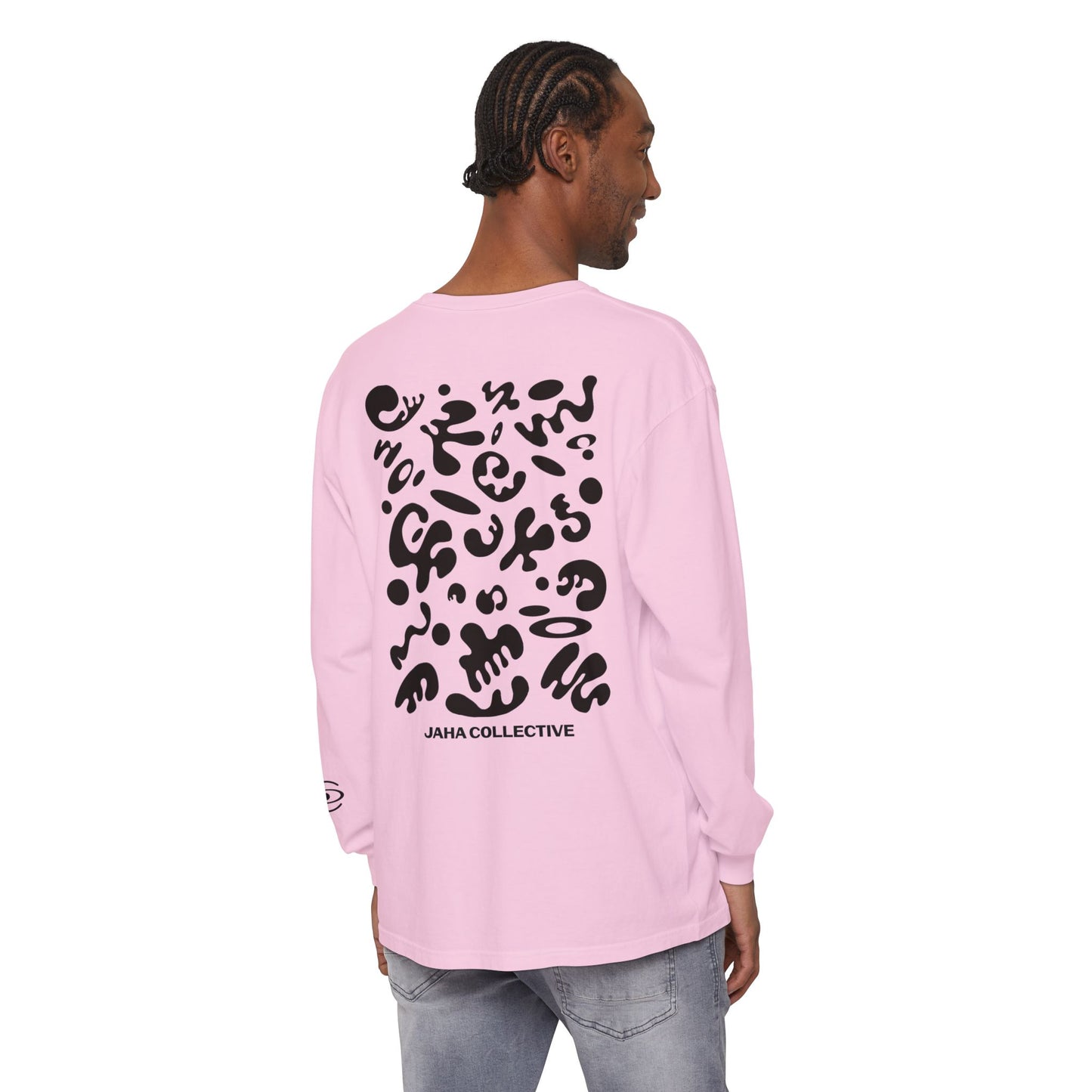 Pure Imagination Unisex Garment Dyed Long Sleeve T-Shirt - Smoke Signal Black Print