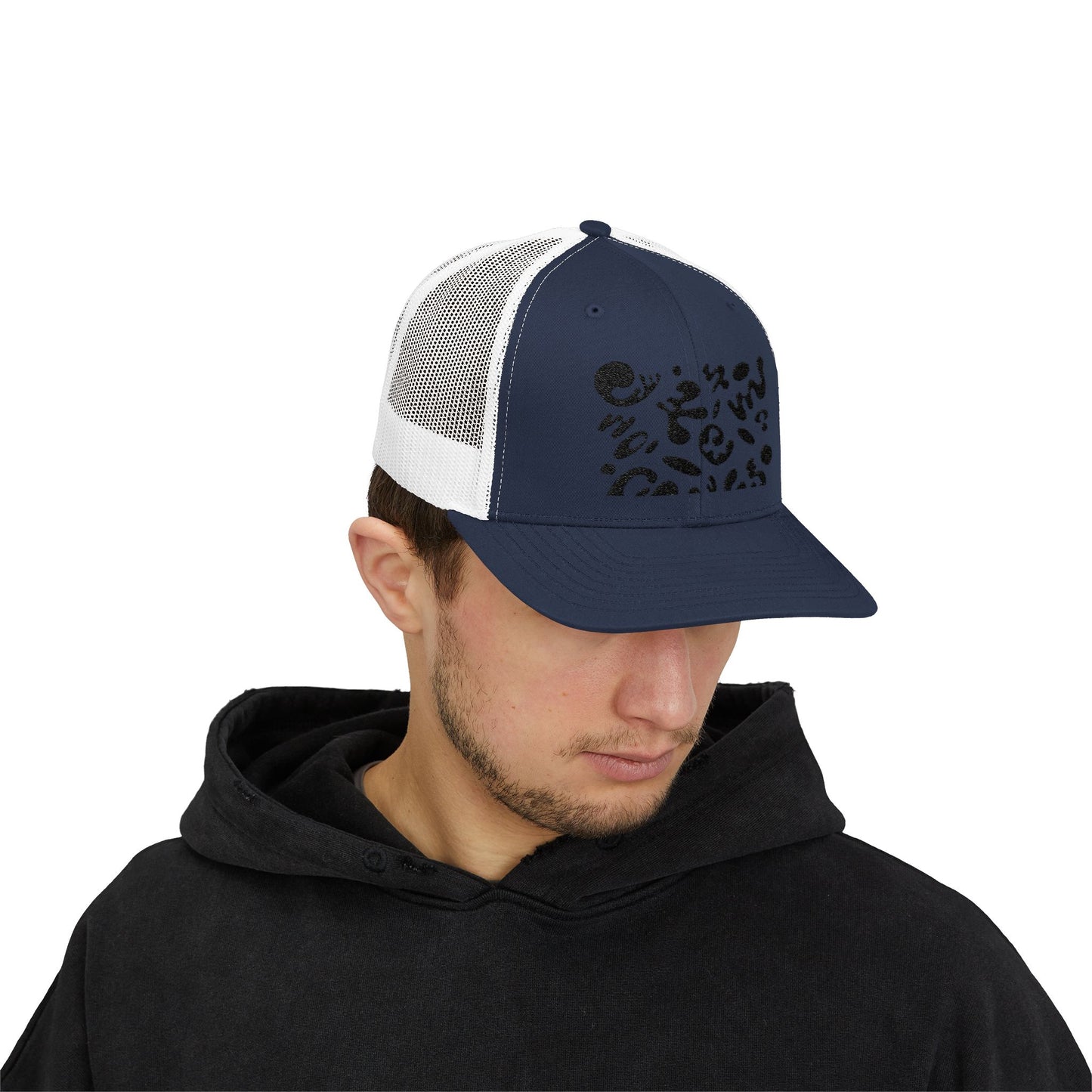 Pure Imagination Embroidered Retro Trucker Hat - Smoke Signal Black