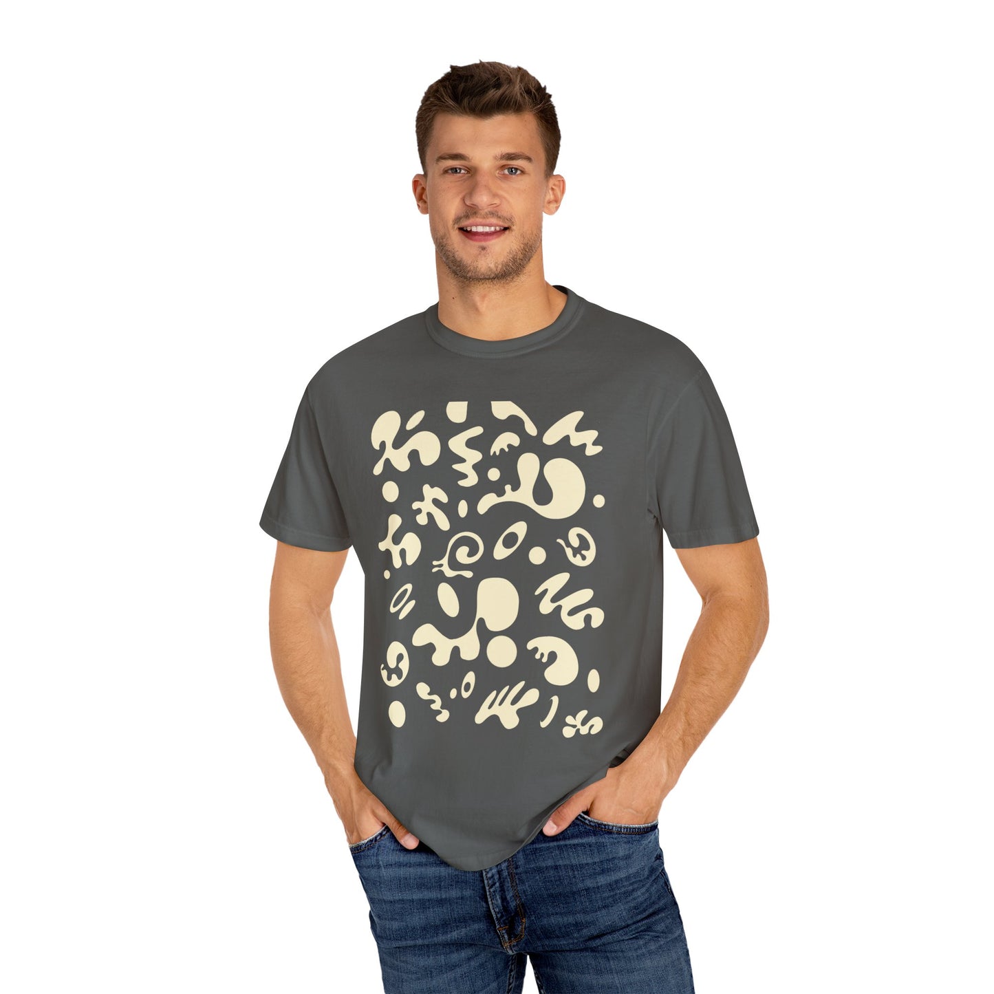 Pure Imagination Unisex Garment Dyed T-Shirt (Warm Neutrals) - Blank Page White Print