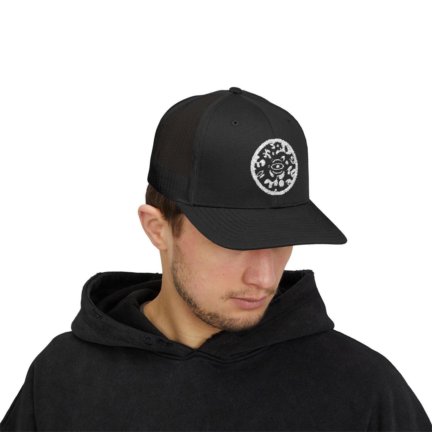 Adorn'd Logo Embroidered Retro Trucker Hat - Starlight White